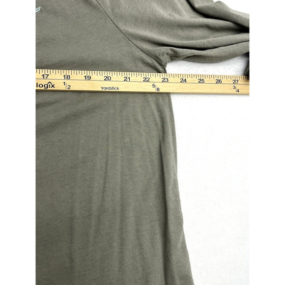 J Jill Embroidered Tunic Top Size XL Petite Cotton Blend Blouse Sage Green Boho - Picture 3 of 9